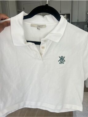 Kith White Cropped Polo with Green Emblem
